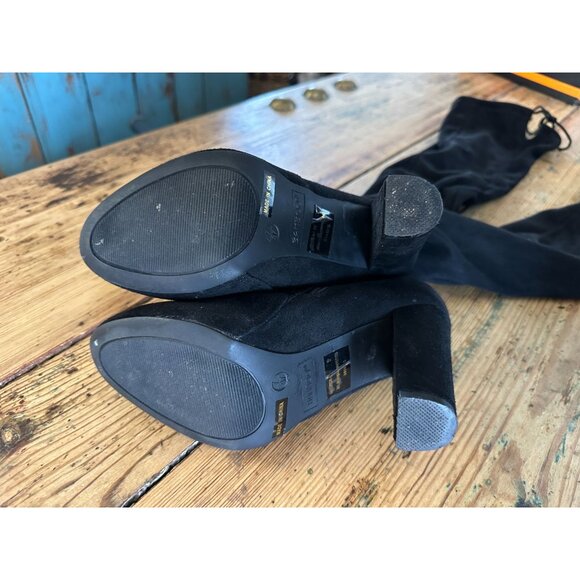 Bamboo Womens Black Above the Knee‎ Boots 7 suede zipper lace closure high boots - Picture 5 of 8